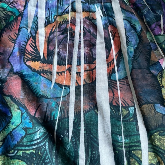 L8ter Blouse Top Women’s XL Green Blue Floral USA Made Whimsy Bikercore EUC - Picture 6 of 9